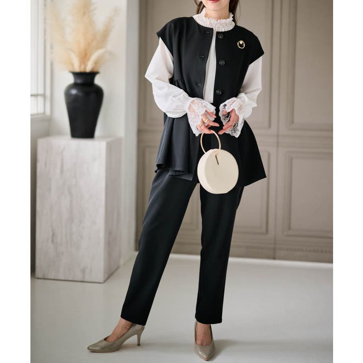 【2点セット】ペプラムギャザーベストセットアップ | RANAN | 詳細画像5 