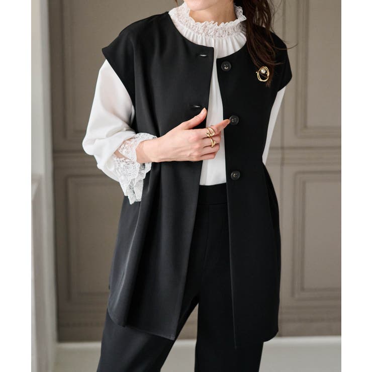 【2点セット】ペプラムギャザーベストセットアップ | RANAN | 詳細画像9 