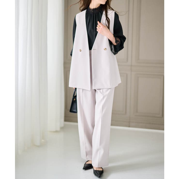 ベージュ | 【2点セット】バックフリルベストセットアップ | RANAN