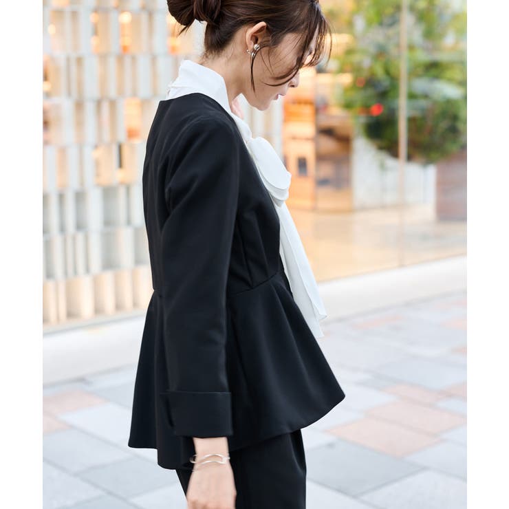 ＜2点セット＞ノーカラーペプラムパンツスーツ | RANAN | 詳細画像10 