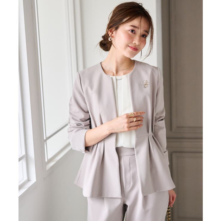 ＜2点セット＞ノーカラーペプラムパンツスーツ | RANAN | 詳細画像16 