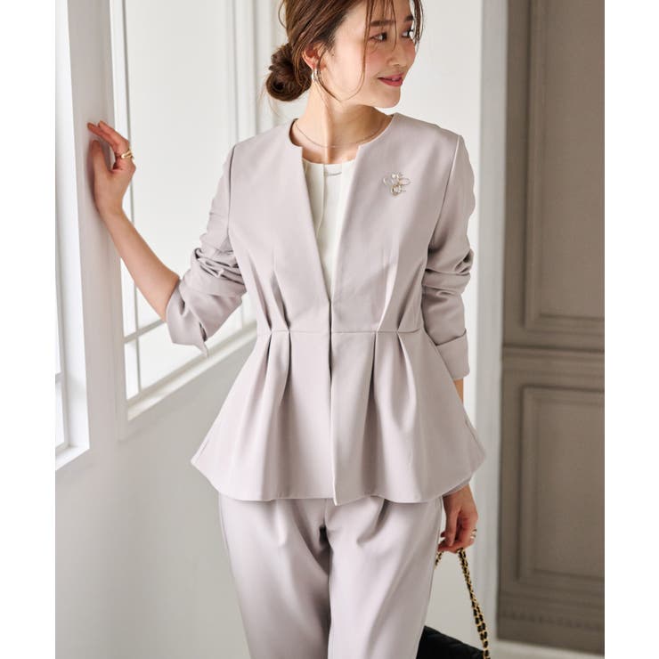 ＜2点セット＞ノーカラーペプラムパンツスーツ | RANAN | 詳細画像17 