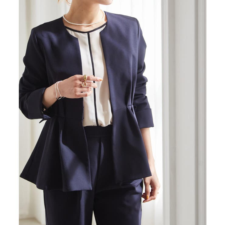 ＜2点セット＞ノーカラーペプラムパンツスーツ | RANAN | 詳細画像23 