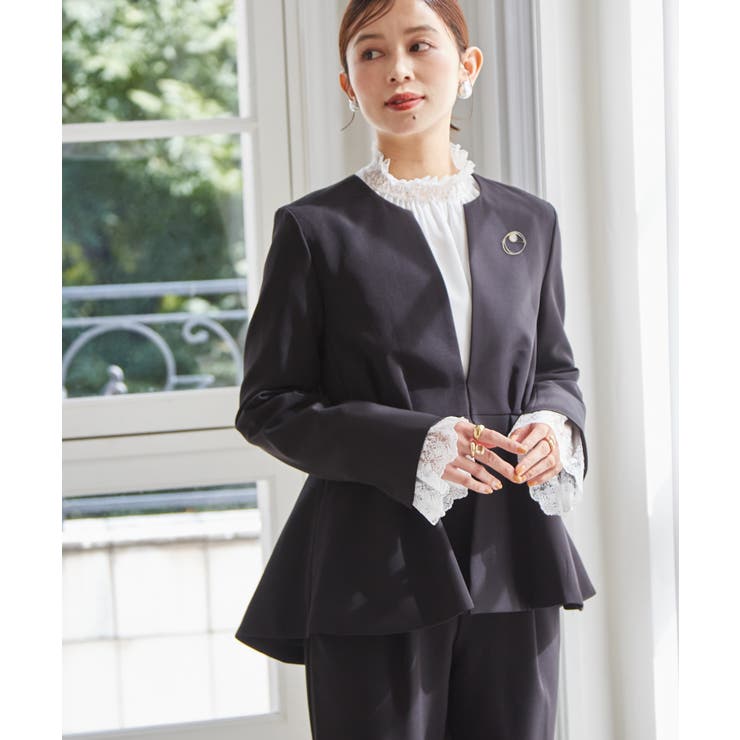 ＜2点セット＞ノーカラーペプラムパンツスーツ | RANAN | 詳細画像4 