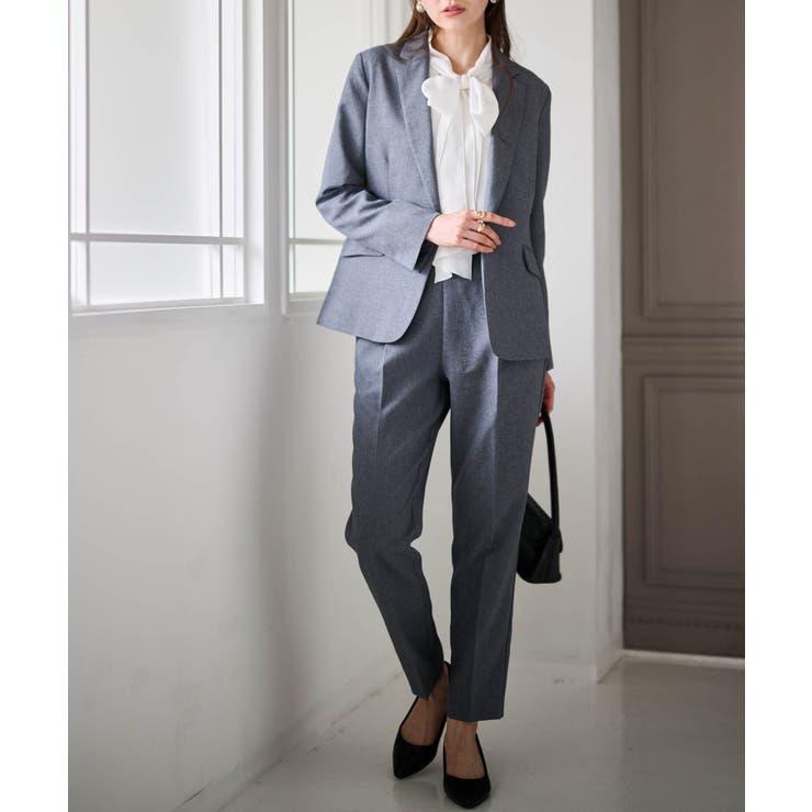 ブラック/ノーカラー | ＜選べる衿＞２点セットベーシックスーツ | RANAN