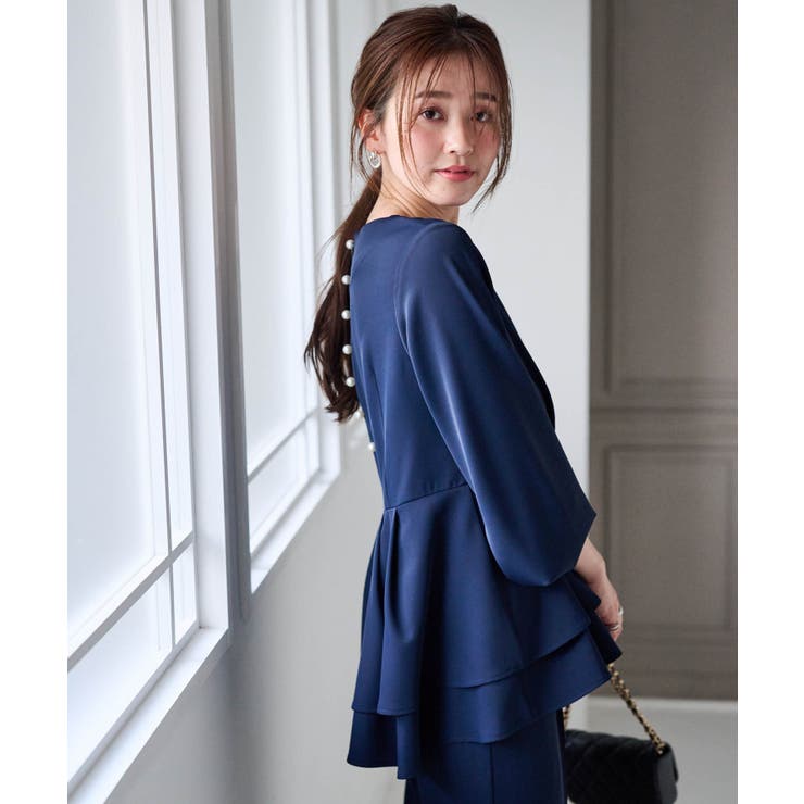 【2点セット】バックパール調ペプラムチュニックセットアップ | RANAN | 詳細画像6 