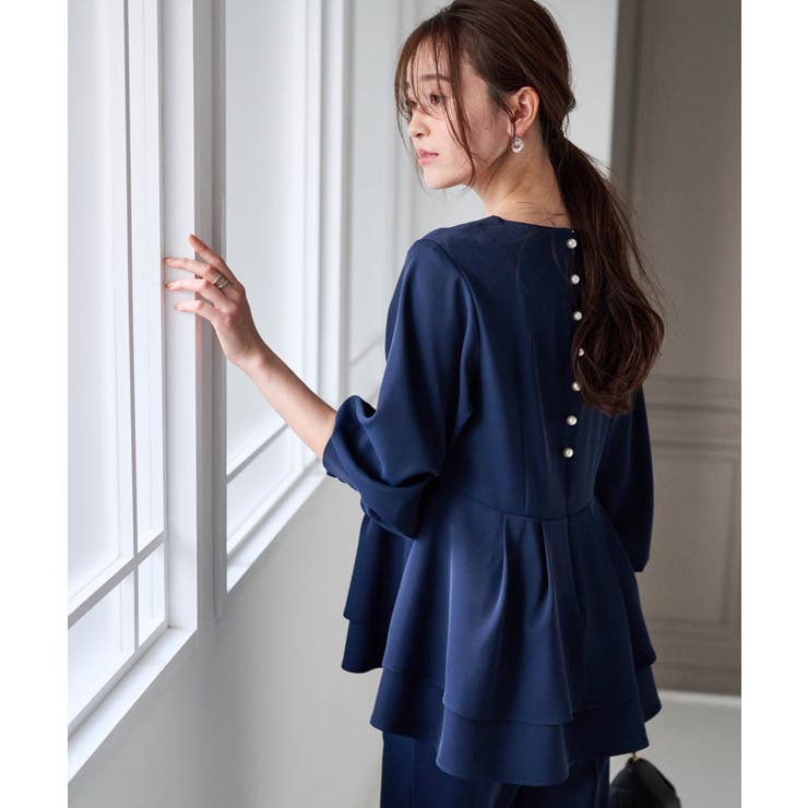 【2点セット】バックパール調ペプラムチュニックセットアップ | RANAN | 詳細画像8 