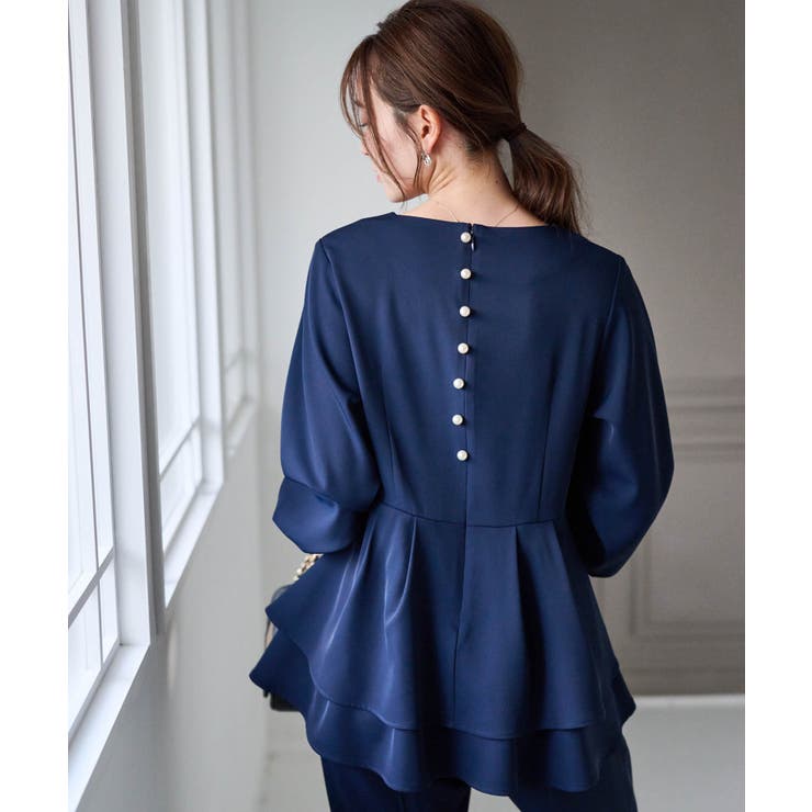 【2点セット】バックパール調ペプラムチュニックセットアップ | RANAN | 詳細画像9 