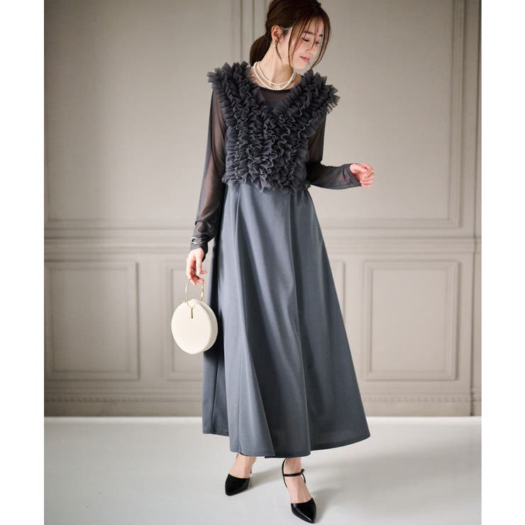 【3点セット】チュールフリルベストフレアワンピース | RANAN | 詳細画像2 