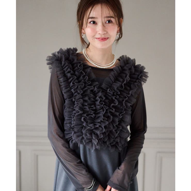 【3点セット】チュールフリルベストフレアワンピース | RANAN | 詳細画像7 