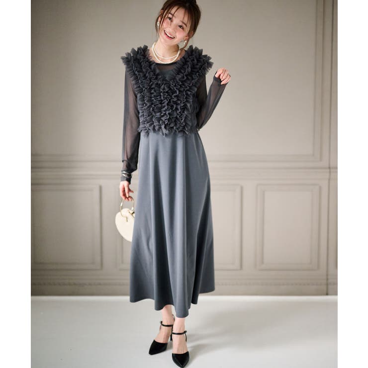 【3点セット】チュールフリルベストフレアワンピース | RANAN | 詳細画像8 