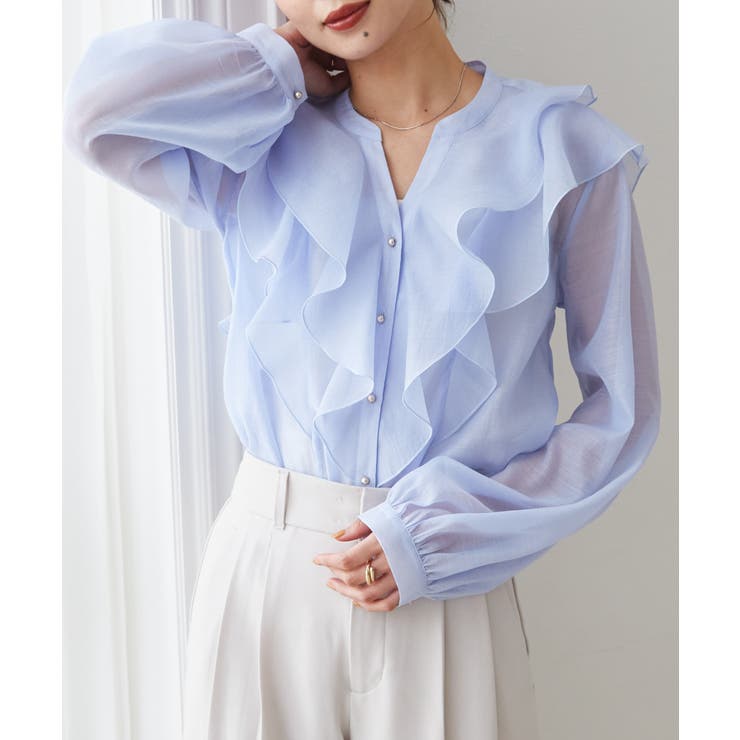 ラッフルフリルシアーキーネックブラウス | RANAN | 詳細画像13 