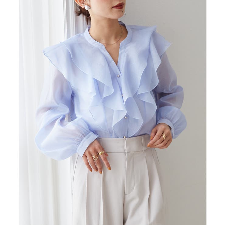 ラッフルフリルシアーキーネックブラウス | RANAN | 詳細画像14 