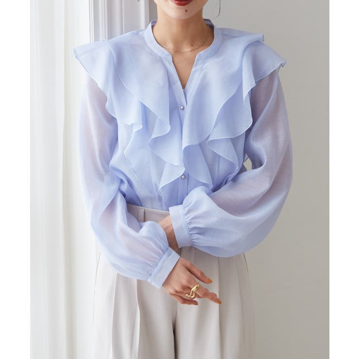 ラッフルフリルシアーキーネックブラウス | RANAN | 詳細画像16 