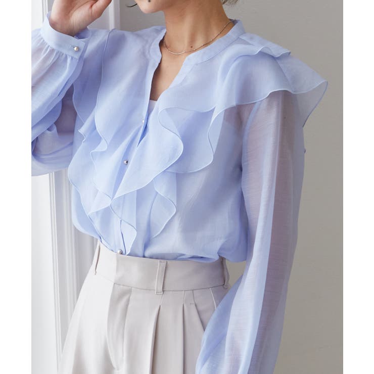 ラッフルフリルシアーキーネックブラウス | RANAN | 詳細画像17 