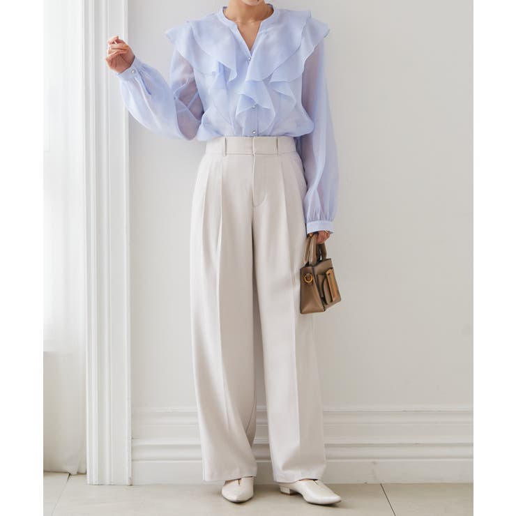 ラッフルフリルシアーキーネックブラウス | RANAN | 詳細画像18 