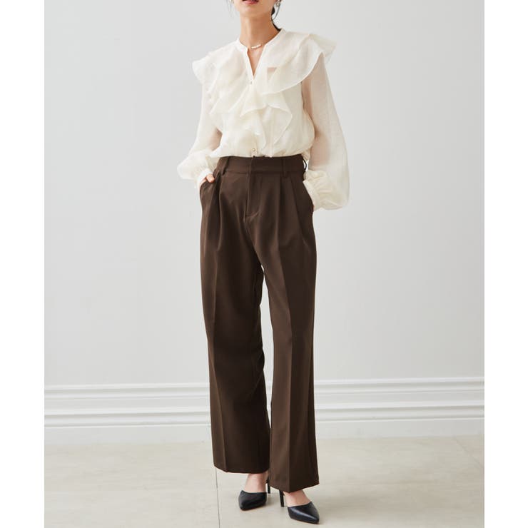 ラッフルフリルシアーキーネックブラウス | RANAN | 詳細画像20 