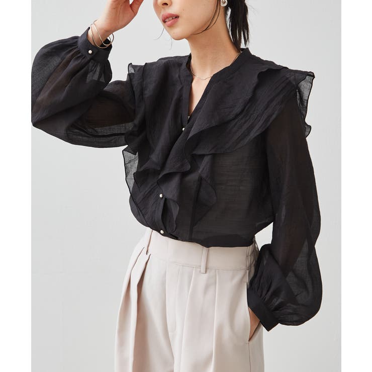 ラッフルフリルシアーキーネックブラウス | RANAN | 詳細画像27 