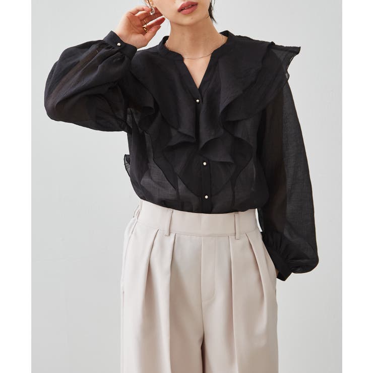 ラッフルフリルシアーキーネックブラウス | RANAN | 詳細画像8 