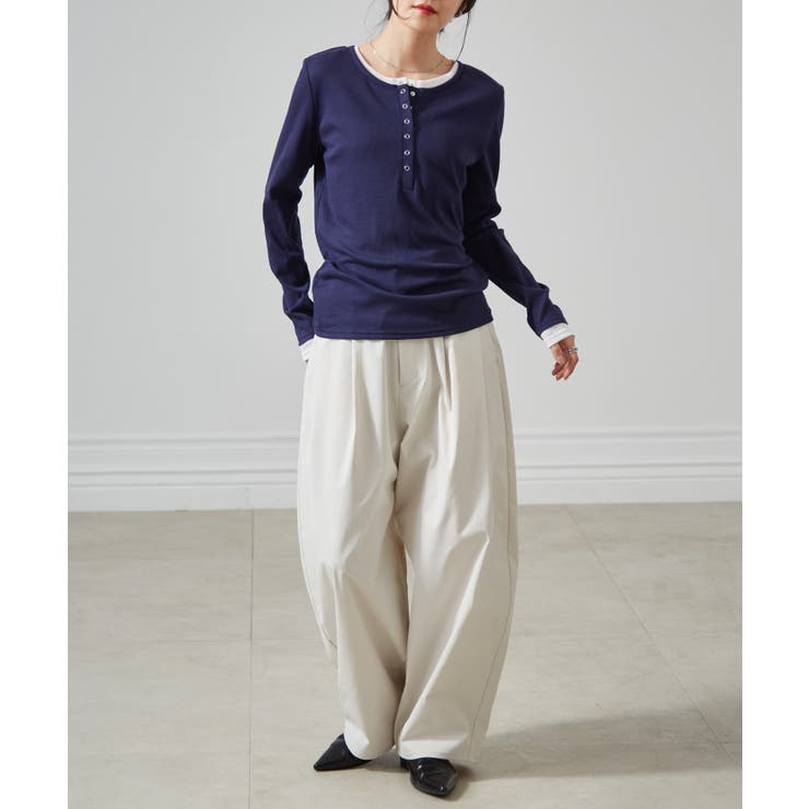 レイヤードヘンリーネックリブＴシャツ | RANAN | 詳細画像12 