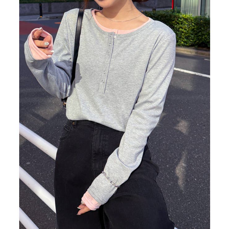 レイヤードヘンリーネックリブＴシャツ | RANAN | 詳細画像16 