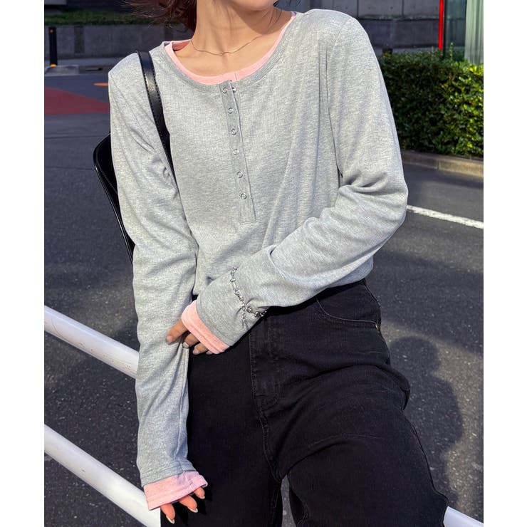レイヤードヘンリーネックリブＴシャツ | RANAN | 詳細画像17 