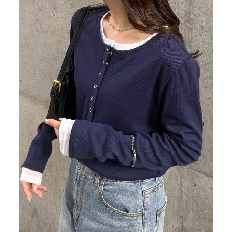 レイヤードヘンリーネックリブＴシャツ | RANAN | 詳細画像2 