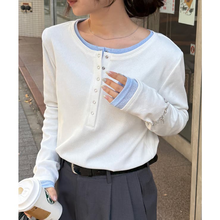 レイヤードヘンリーネックリブＴシャツ | RANAN | 詳細画像26 