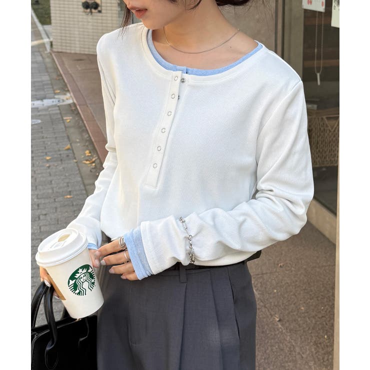 レイヤードヘンリーネックリブＴシャツ | RANAN | 詳細画像27 
