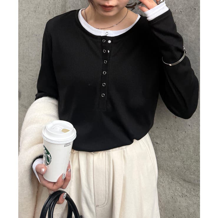 レイヤードヘンリーネックリブＴシャツ | RANAN | 詳細画像41 