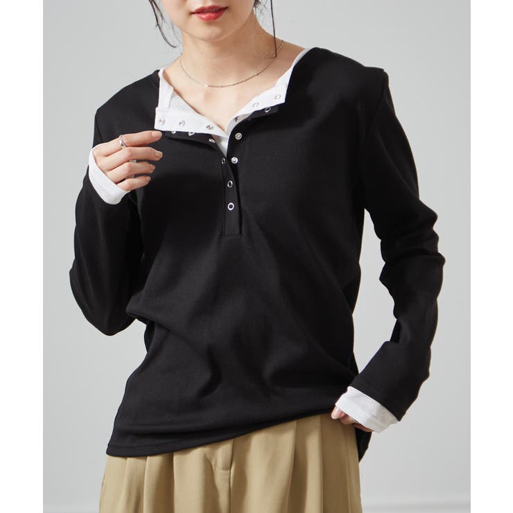 レイヤードヘンリーネックリブＴシャツ | RANAN | 詳細画像44 