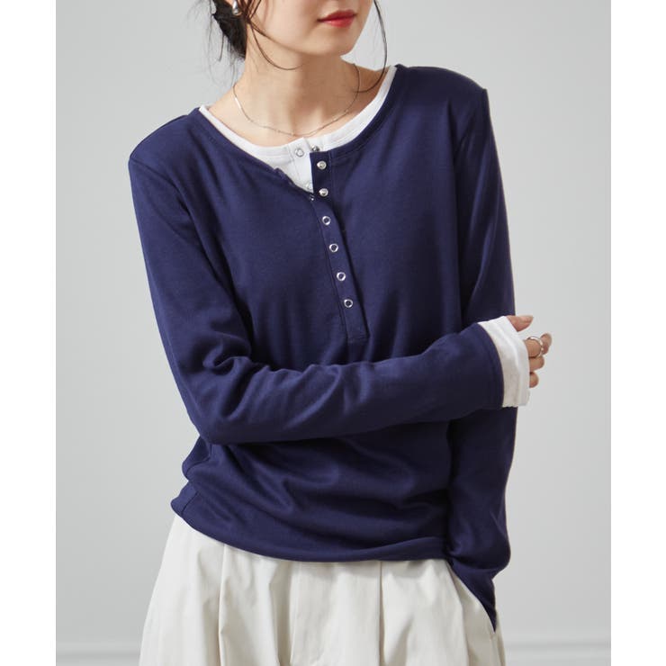 レイヤードヘンリーネックリブＴシャツ | RANAN | 詳細画像8 