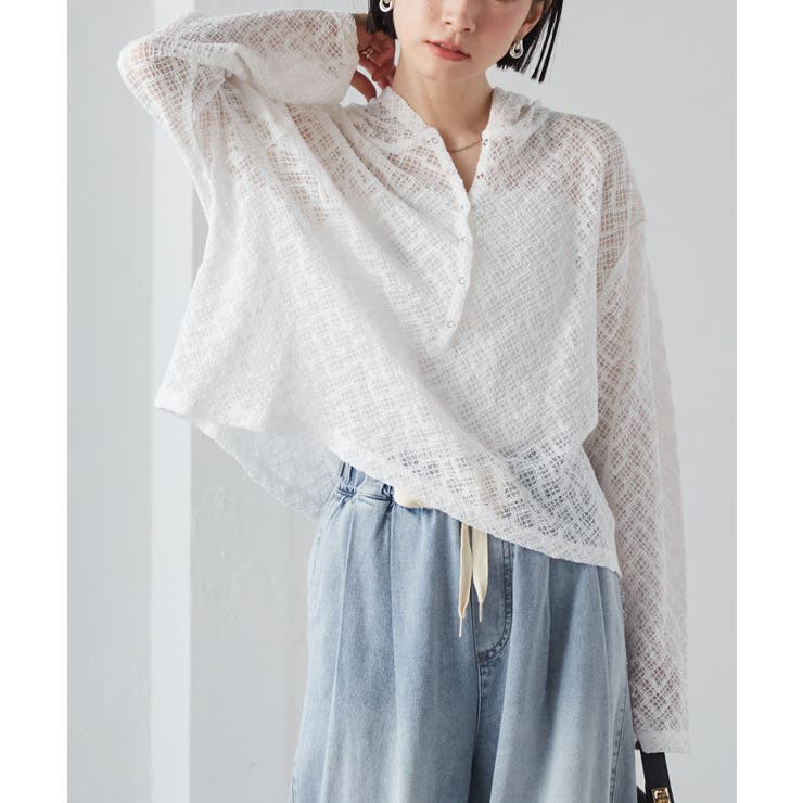 ホワイト | レースフーディートップス | RANAN