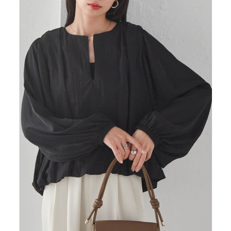 ブラック | ２ＷＡＹギャザーバルーンブラウス | RANAN