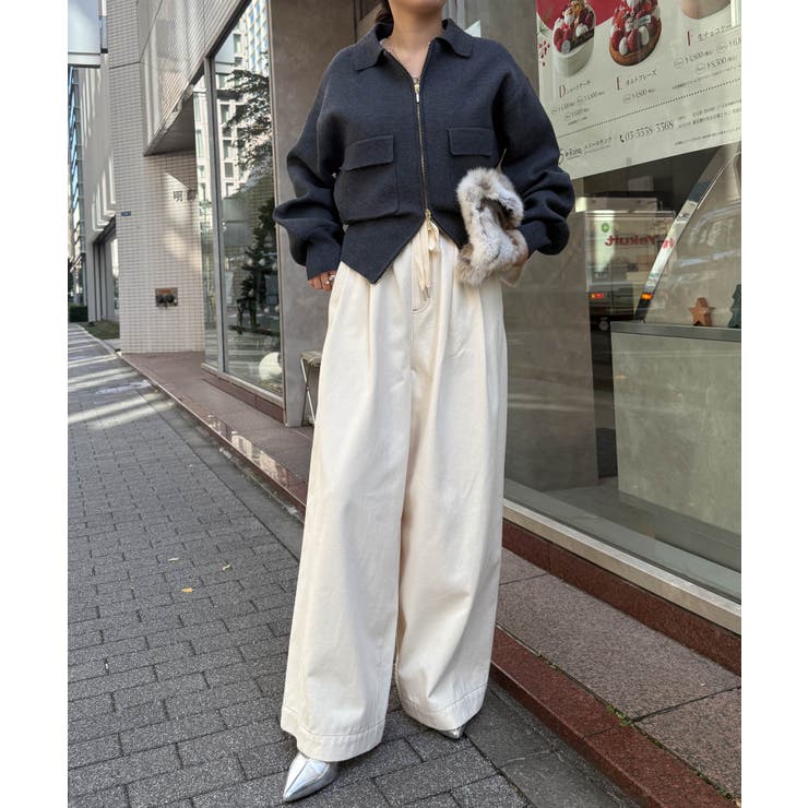 アイボリー | ２タックワイドイージーデニムパンツ | RANAN