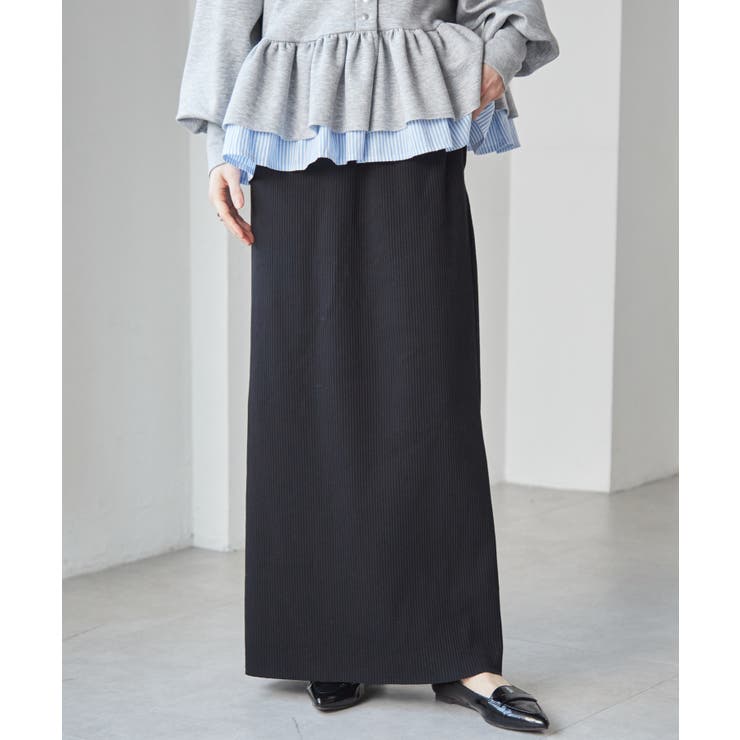 ブラック | セルフカットリブロングナロースカート | RANAN