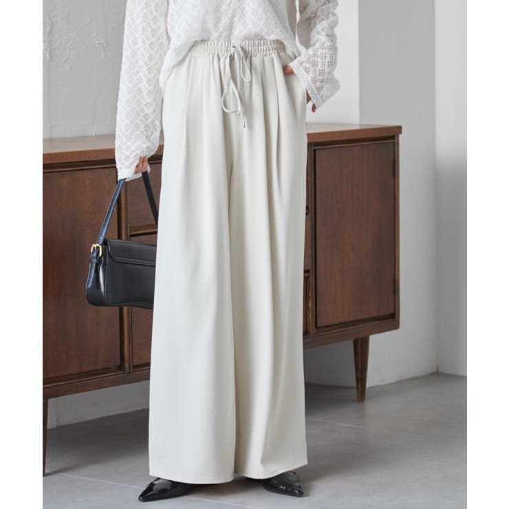 アイボリー | 【S～3L展開】とろみ２タックイージーパンツ | RANAN