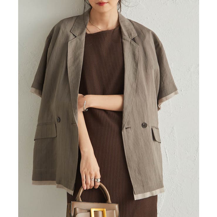ブラウンストライプ | ハーフスリーブシアーシャツジャケット | RANAN
