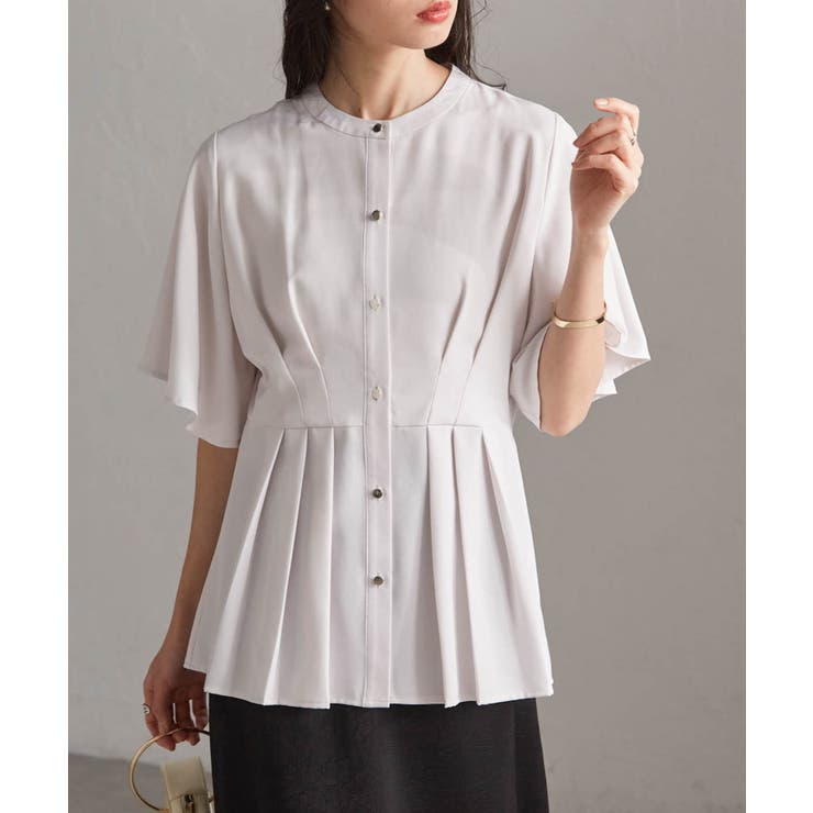 ライトベージュ | ウエストタックフレアブラウス | RANAN