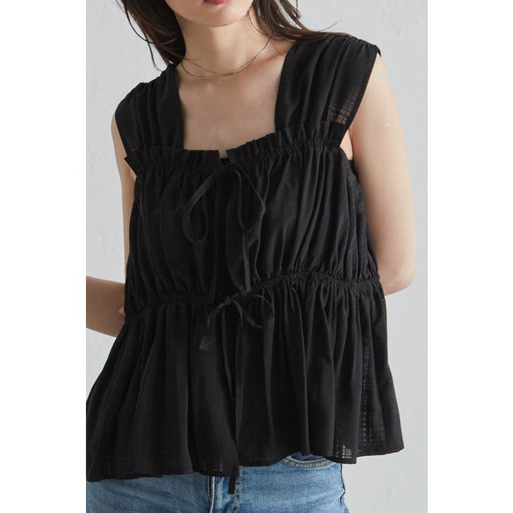 フロントリボンギャザーノースリブラウス | RANAN | 詳細画像11 