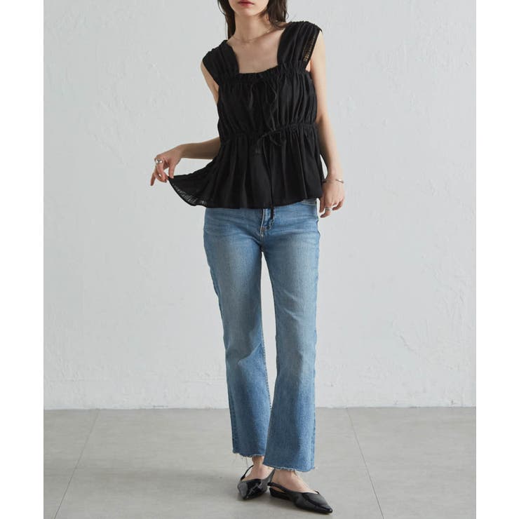 フロントリボンギャザーノースリブラウス | RANAN | 詳細画像13 