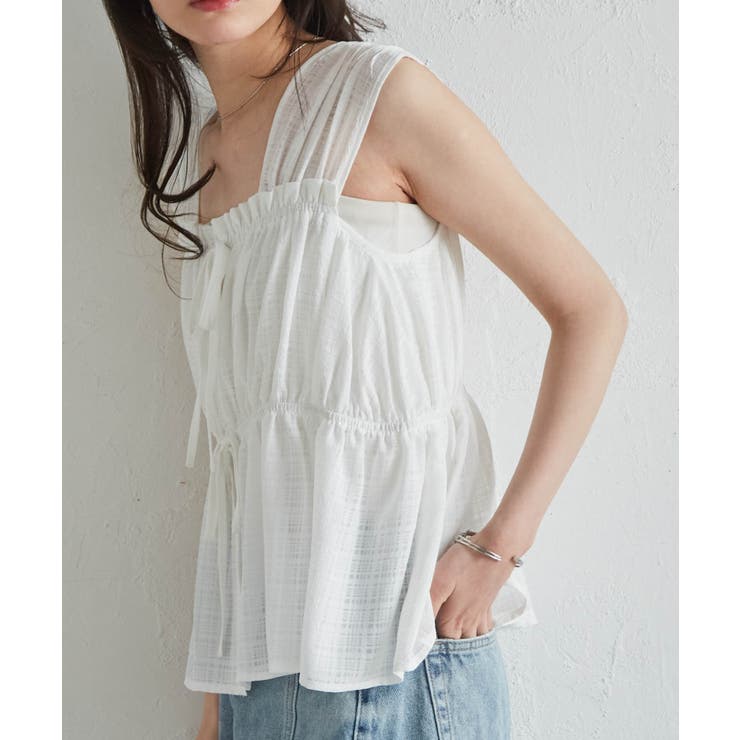 フロントリボンギャザーノースリブラウス | RANAN | 詳細画像17 