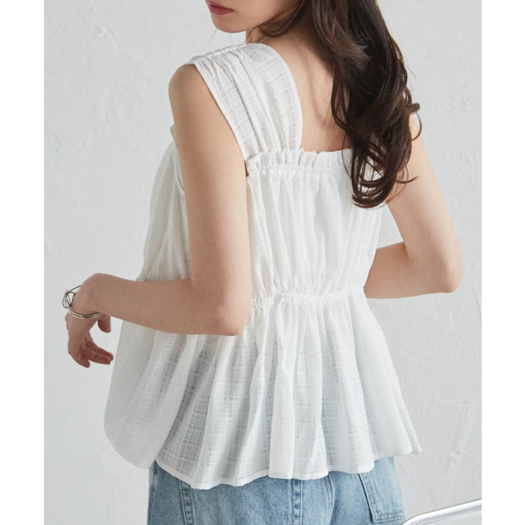 フロントリボンギャザーノースリブラウス | RANAN | 詳細画像18 