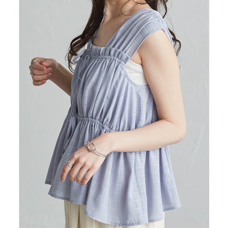 フロントリボンギャザーノースリブラウス | RANAN | 詳細画像4 