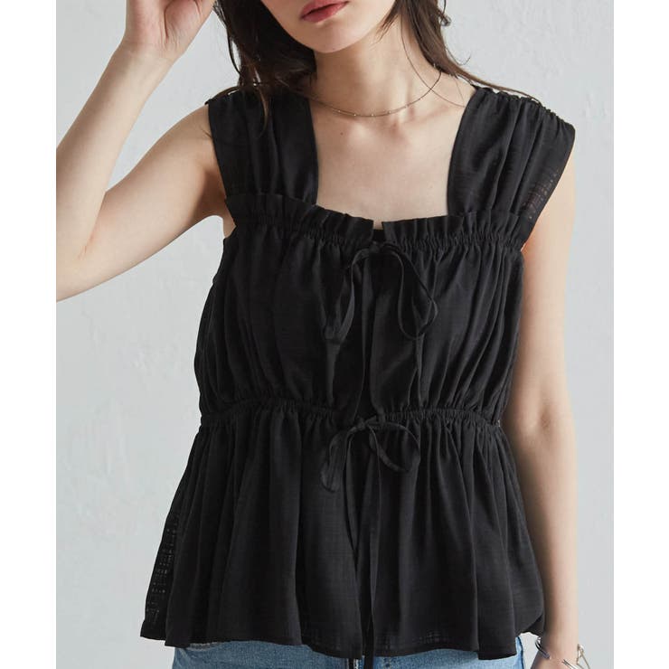 フロントリボンギャザーノースリブラウス | RANAN | 詳細画像9 