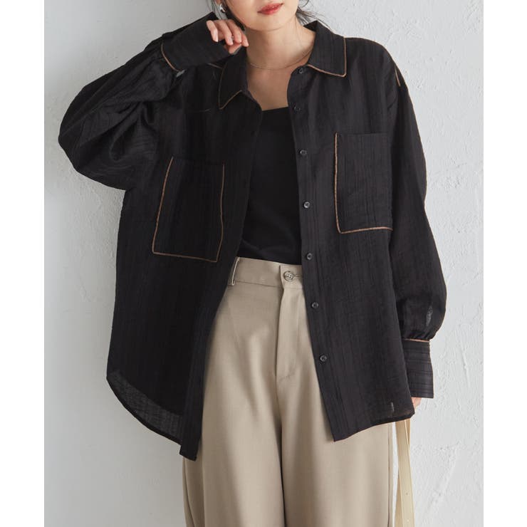 配色パイピングシアーシャツ | RANAN | 詳細画像13 