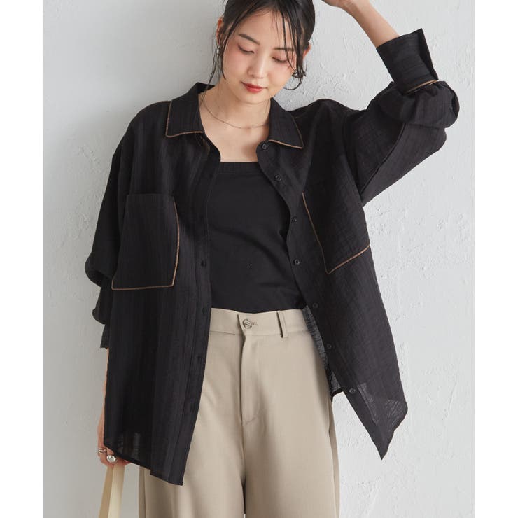 配色パイピングシアーシャツ | RANAN | 詳細画像14 