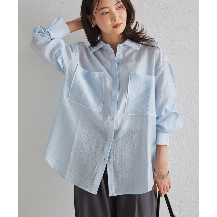 配色パイピングシアーシャツ | RANAN | 詳細画像19 