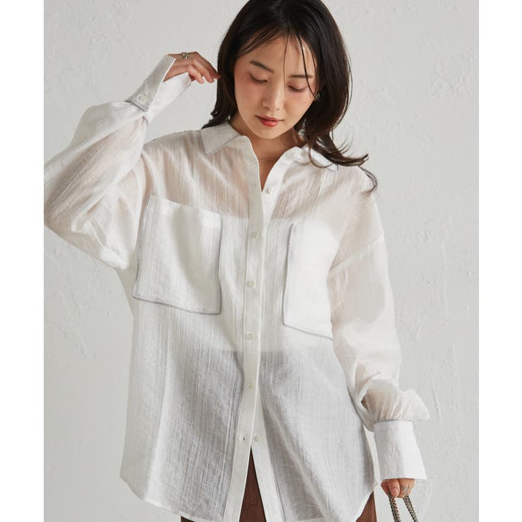 配色パイピングシアーシャツ | RANAN | 詳細画像2 