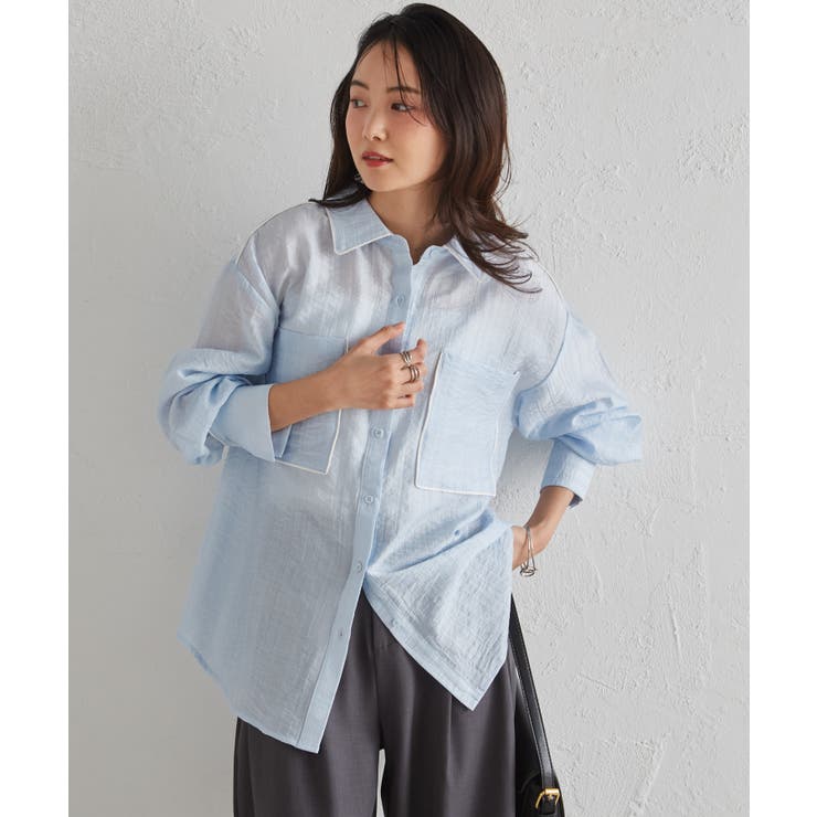 配色パイピングシアーシャツ | RANAN | 詳細画像21 